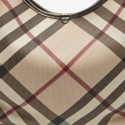 Pre Owned Burberry Beige Supernova Coated Canvas Barton Hobo