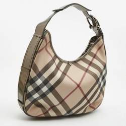 Pre Owned Burberry Beige Supernova Coated Canvas Barton Hobo