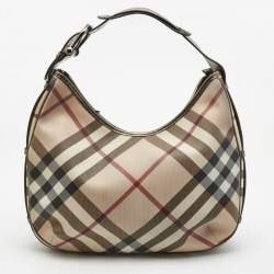 Pre Owned Burberry Beige Supernova Coated Canvas Barton Hobo