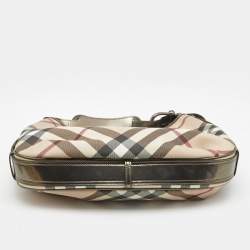 Pre Owned Burberry Beige Supernova Coated Canvas Barton Hobo