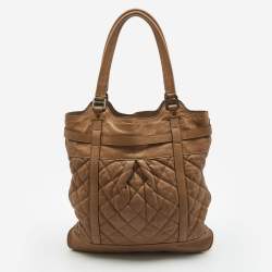 مملوكة مسبقًا Burberry Brown Quilted Leather Buckle Tote