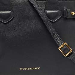 Pre Owned حقيبة يد توتس بربري بانير قماش كاروهات هاوس وجلد أسود/ بيج صغيرة