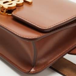 Pre Owned Burberry Brown Leather Mini TB Belt Bag