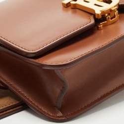 Pre Owned Burberry Brown Leather Mini TB Belt Bag