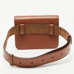 Pre Owned Burberry Brown Leather Mini TB Belt Bag