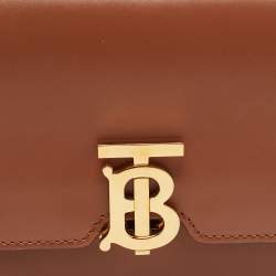 Pre Owned Burberry Brown Leather Mini TB Belt Bag