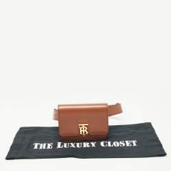 Pre Owned Burberry Brown Leather Mini TB Belt Bag