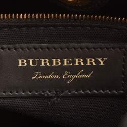 Pre Owned Burberry Black/Blue Leather Medium Graffiti Banner Tote