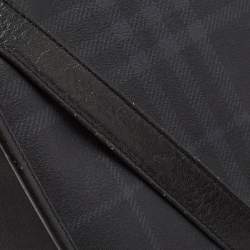 Pre Owned Burberry Black Beat Check Coated Canvas and Leather Flap Shoulder Bag