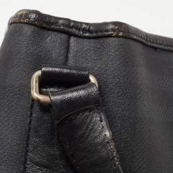 Pre Owned Burberry Black Beat Check Coated Canvas and Leather Flap Shoulder Bag