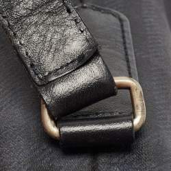 Pre Owned Burberry Black Beat Check Coated Canvas and Leather Flap Shoulder Bag