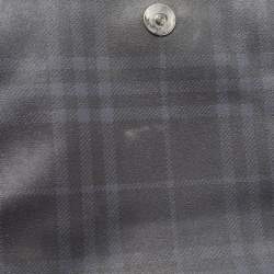 Pre Owned Burberry Black Beat Check Coated Canvas and Leather Flap Shoulder Bag