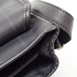 Pre Owned Burberry Black Beat Check Coated Canvas and Leather Flap Shoulder Bag