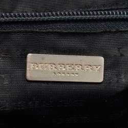Pre Owned Burberry Black Beat Check Coated Canvas and Leather Flap Shoulder Bag
