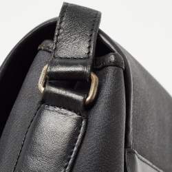 Pre Owned Burberry Black Beat Check Coated Canvas and Leather Flap Shoulder Bag