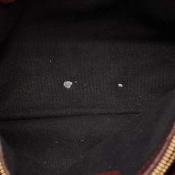 Pre Owned Burberry Burgundy Leather and House Check Fabric Medium Banner Tote