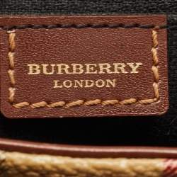 Pre Owned Burberry Beige/Brown Haymarket Coated Canvas and Leather Bucket Bag