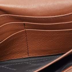 Pre Owned Burberry Brown/Beige House Check Canvas and Leather Flap Continental Wallet