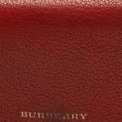 Burberry Brick Brown/Beige House Check Canvas and Leather Flap Continental Wallet