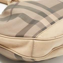 Pre Owned Burberry Cream/Grey Smoked Check PVC and Leather Small Brooklyn Hobo