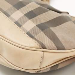 Pre Owned Burberry Cream/Grey Smoked Check PVC and Leather Small Brooklyn Hobo