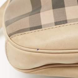 Pre Owned Burberry Cream/Grey Smoked Check PVC and Leather Small Brooklyn Hobo
