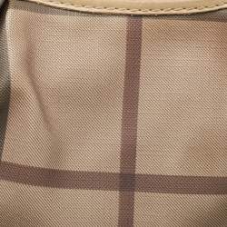 Pre Owned Burberry Cream/Grey Smoked Check PVC and Leather Small Brooklyn Hobo