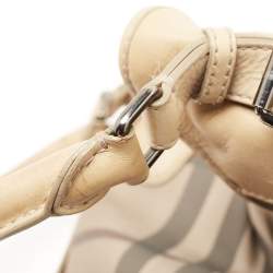 Pre Owned Burberry Cream/Grey Smoked Check PVC and Leather Small Brooklyn Hobo