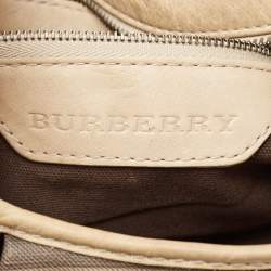 Pre Owned Burberry Cream/Grey Smoked Check PVC and Leather Small Brooklyn Hobo