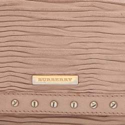 Pre Owned Burberry Old Rose Pleated Leather Flap Continental Wallet