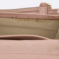 Pre Owned Burberry Old Rose Pleated Leather Flap Continental Wallet