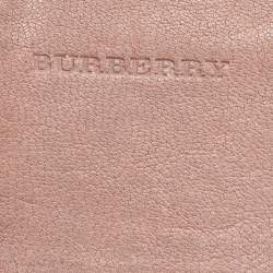 Pre Owned Burberry Old Rose Pleated Leather Flap Continental Wallet