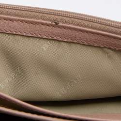 Pre Owned Burberry Old Rose Pleated Leather Flap Continental Wallet
