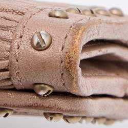 Pre Owned Burberry Old Rose Pleated Leather Flap Continental Wallet