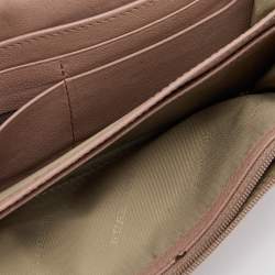 Pre Owned Burberry Old Rose Pleated Leather Flap Continental Wallet