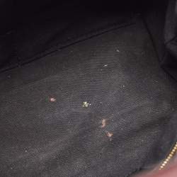 Pre Owned Burberry Burgundy Leather and House Check Fabric Small Banner Tote