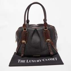 مملوكة مسبقًا Burberry Dark Brown Pleated Leather Satchel