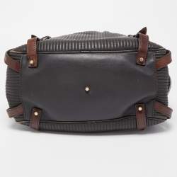 مملوكة مسبقًا Burberry Dark Brown Pleated Leather Satchel