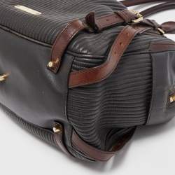 مملوكة مسبقًا Burberry Dark Brown Pleated Leather Satchel