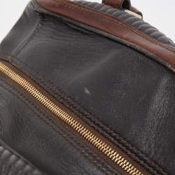 مملوكة مسبقًا Burberry Dark Brown Pleated Leather Satchel