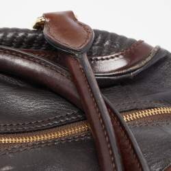مملوكة مسبقًا Burberry Dark Brown Pleated Leather Satchel