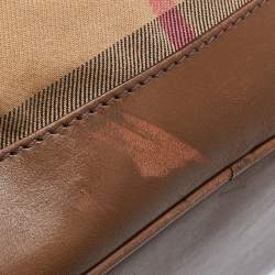 مملوكة مسبقًا Burberry Beige/Brown Nova Check Canvas and Leather Small Hepburn Satchel