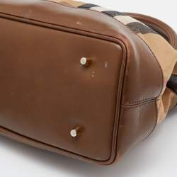 مملوكة مسبقًا Burberry Beige/Brown Nova Check Canvas and Leather Small Hepburn Satchel