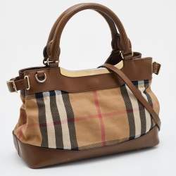 مملوكة مسبقًا Burberry Beige/Brown Nova Check Canvas and Leather Small Hepburn Satchel