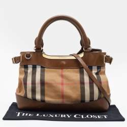 مملوكة مسبقًا Burberry Beige/Brown Nova Check Canvas and Leather Small Hepburn Satchel