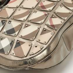 Pre Owned Burberry Gun Metal/Beige Nova Check Vinyl and Leather Brooke Warrior Hobo