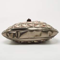 Pre Owned Burberry Gun Metal/Beige Nova Check Vinyl and Leather Brooke Warrior Hobo