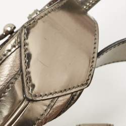 Pre Owned Burberry Gun Metal/Beige Nova Check Vinyl and Leather Brooke Warrior Hobo