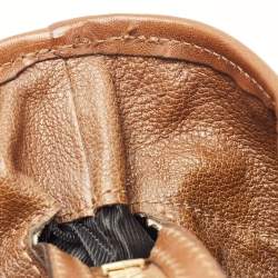 Pre Owned Burberry Brown Two Tone Leather Metal Stitch Lowry Tote