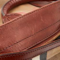 Pre Owned Burberry Beige/Tan House Check Canvas and Leather Hobo
